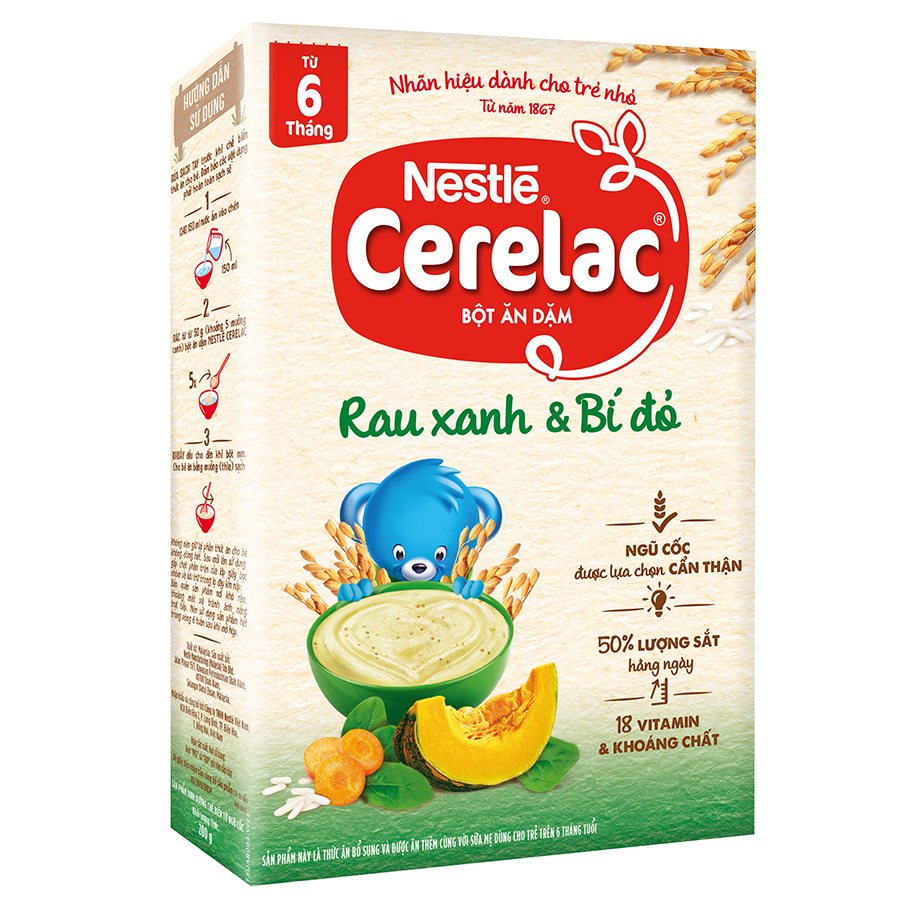 Bột Ăn Dặm Nestlé Cerelac - Rau Xanh Và Bí Đỏ (200g)