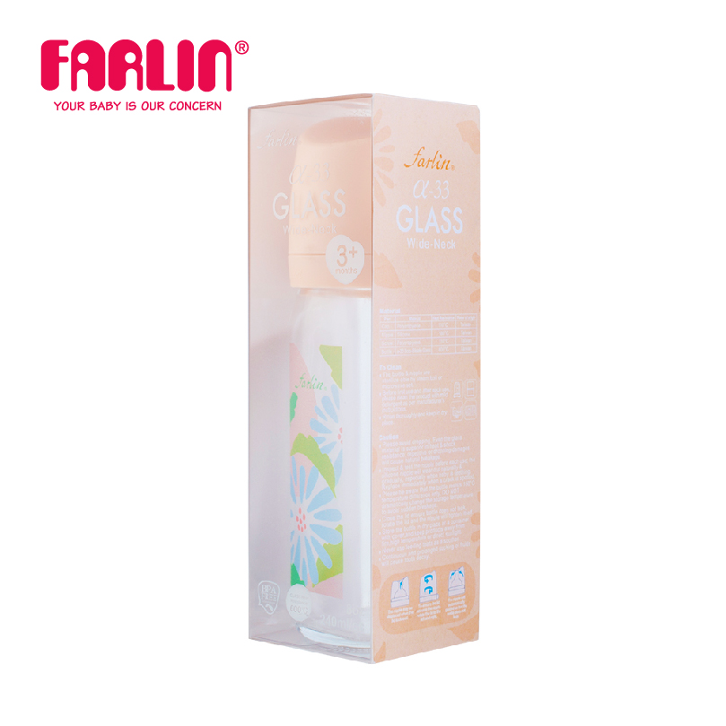 Bình Sữa Thủy Tinh City Bottle Cổ Rộng của FARLIN - Nhật Bản - 240ml