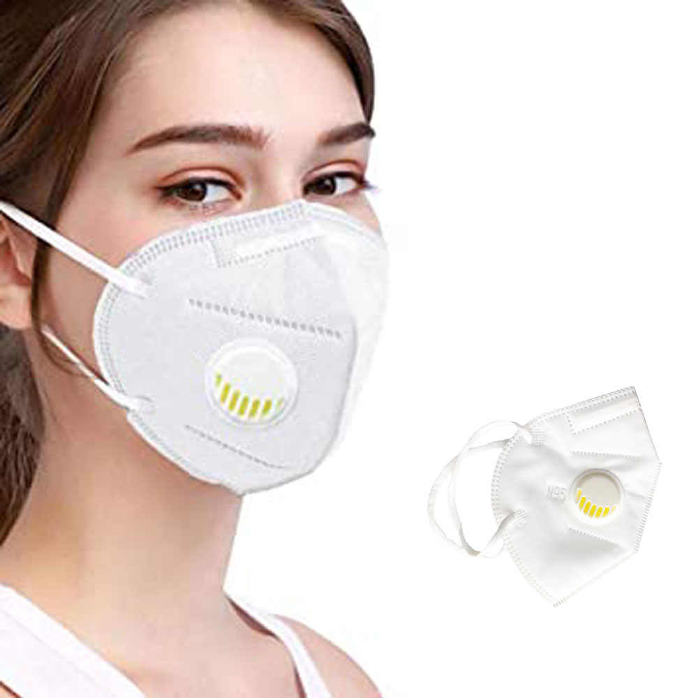 5 cái Khẩu trang N95 Pro Mask, có van thở, kháng khuẩn, chống bụi siêu mịn PM2.5, màu trắng - Tặng móc treo khóa mica
