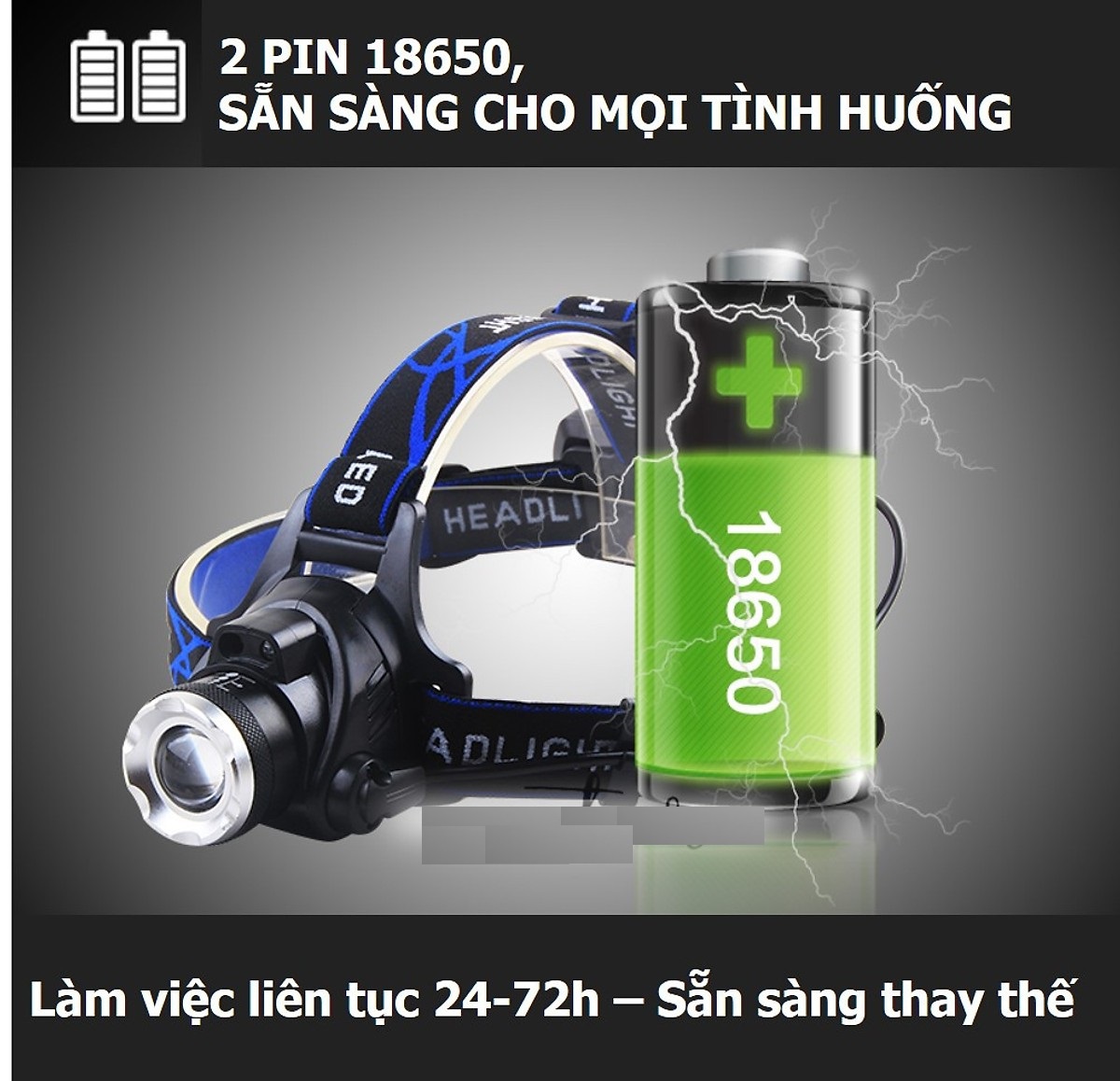 Đèn pin đội đầu siêu sáng 50W D00-143