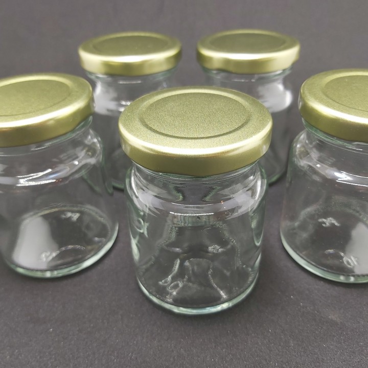 Combo 8 hũ thủy tinh 70ml nắp thiếc vàng vặn - hủ nhỏ đựng tổ yến chưng, dầu dừa, gia vị