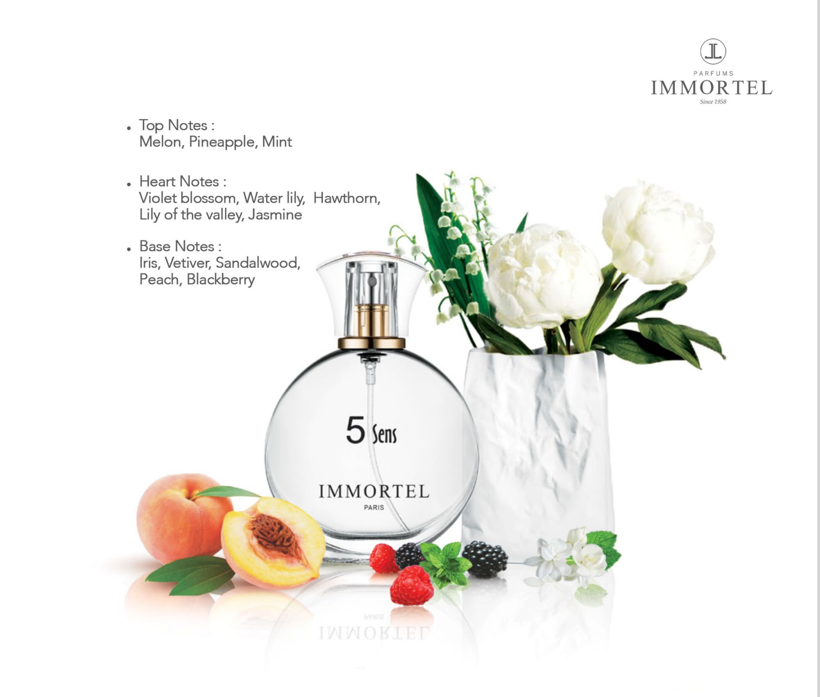 Nước hoa nữ IMMORTEL PARIS 5Sens dung tích 60ml Eau De Parfum - Với Mùi hương kỳ diệu và trong mát , nổi bật