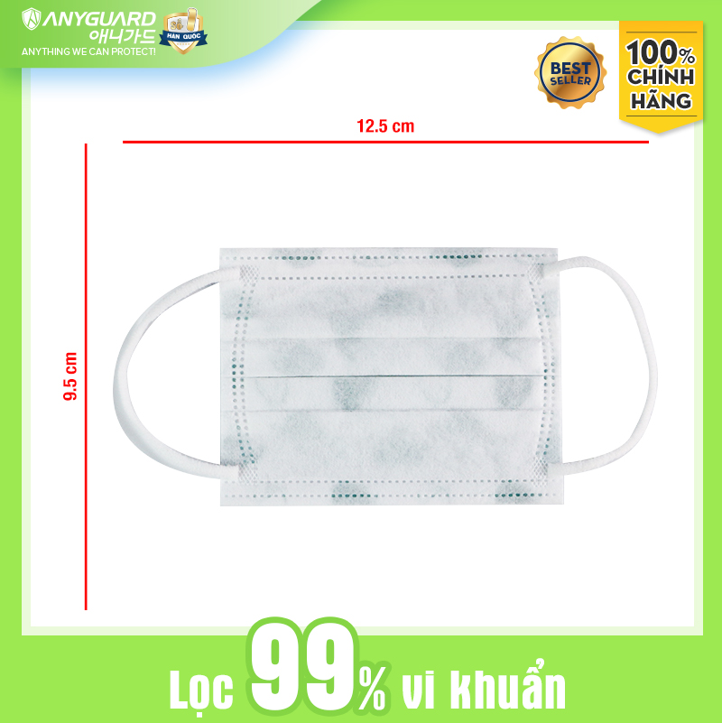 Khẩu Trang Trẻ Em Anyguard Hàn Quốc 3 Lớp Chính Hãng (Cỡ Lớn Cho Bé Dưới 13Tuổi - Hộp 50 Chiếc)-베이비 마스크 - Face Mask For Kids Under 13 yearsold-ISO 9001:2015, ISO 13485:2016, QCVN 01:2017/BTC