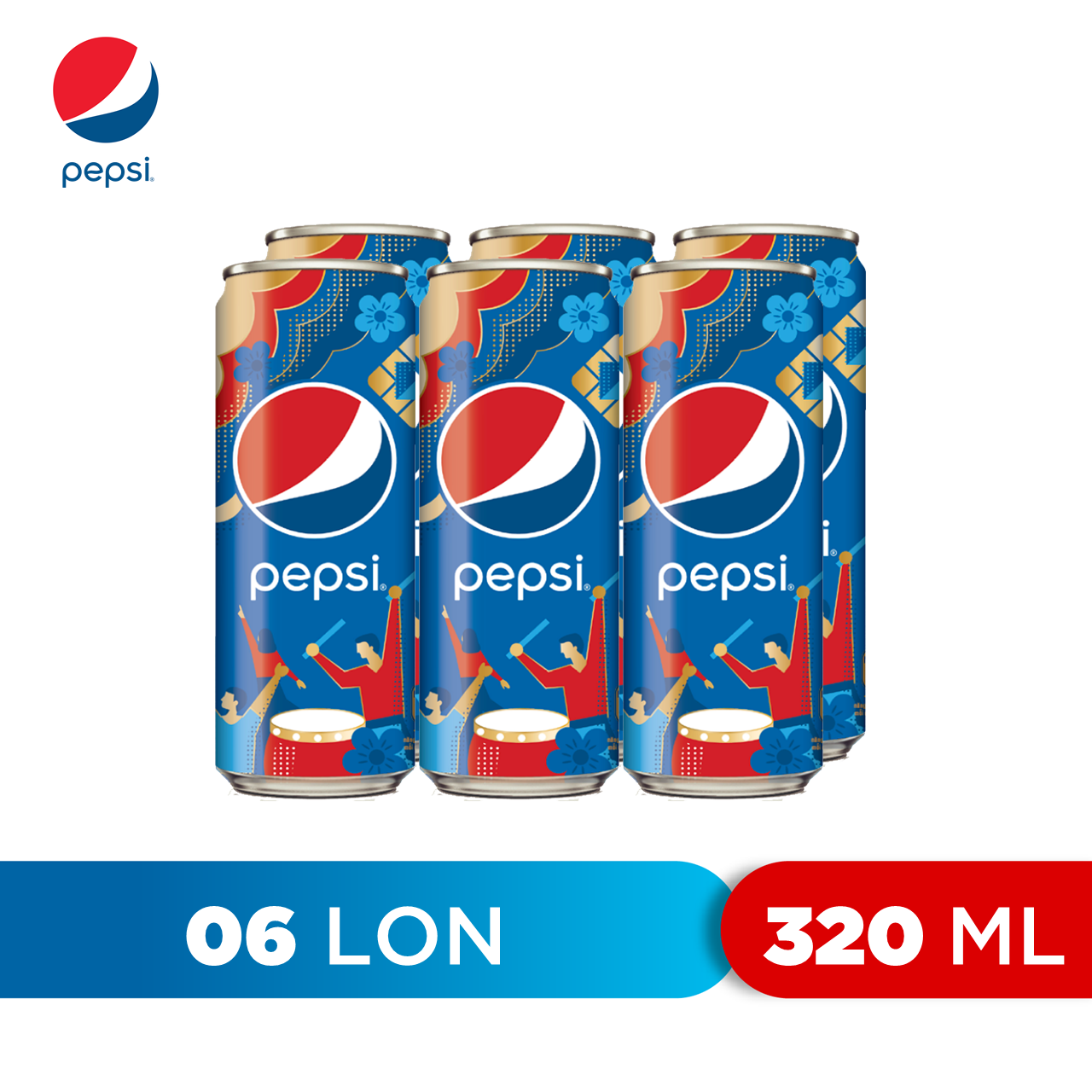 Lốc 6 Lon Nước Ngọt Có Gaz Pepsi
