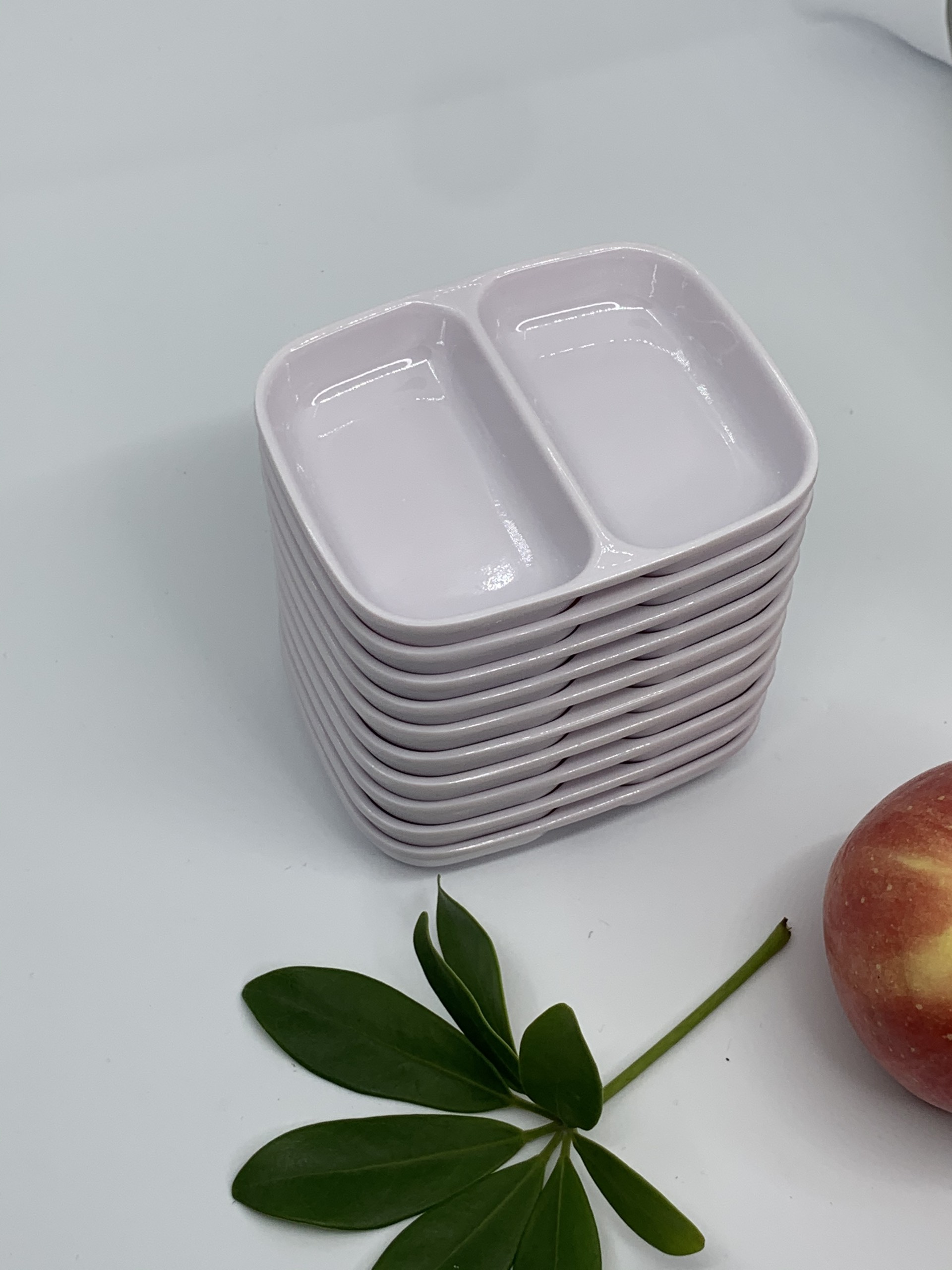 Combo 10 Dĩa (Đĩa) Chấm 2 Ngăn Nhựa Xanh Melamine Cao Cấp AD04 WA3 ( 9.2cm X 7.5cm X 1.5cm )