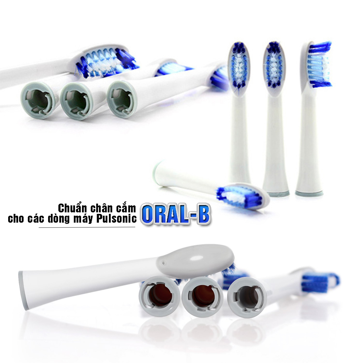 Cho các dòng máy Pulsonic của Oral-B Braun, Bộ 4 Đầu bàn chải S32-4 (SR32-4), đánh tan mảng bám, làm sạch cao răng, cho răng sáng bóng