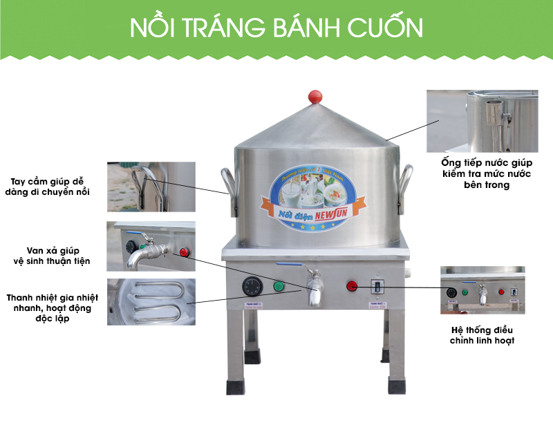 Nồi Tráng Bánh Cuốn 30cm, Tráng Mỏng Đều, Chất Liệu Inox Cao Cấp Bền Đẹp