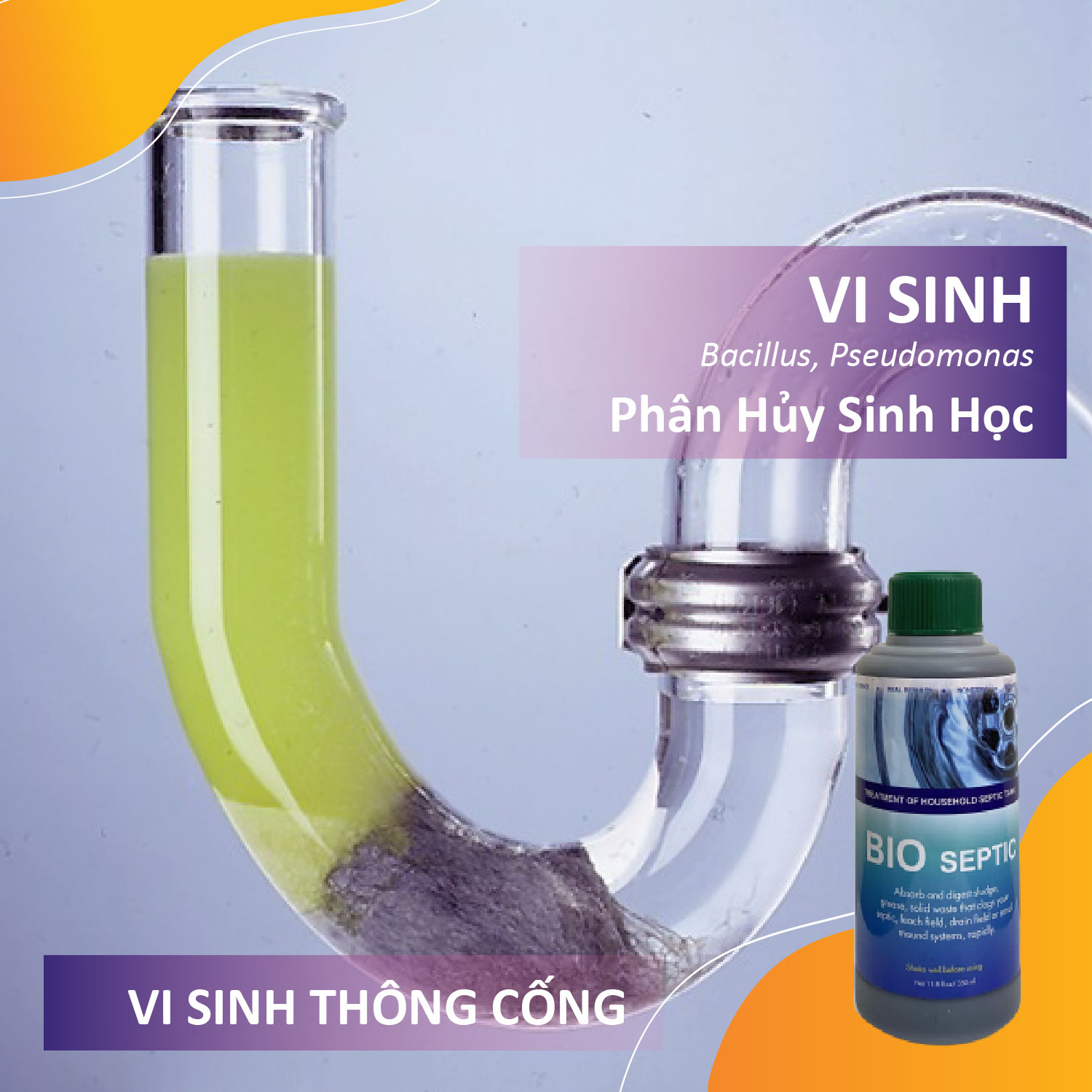 Vi sinh thông cống, xử lý hầm cầu, bể phốt, tự hoại BIO - SEPTIC - Chai 350ml