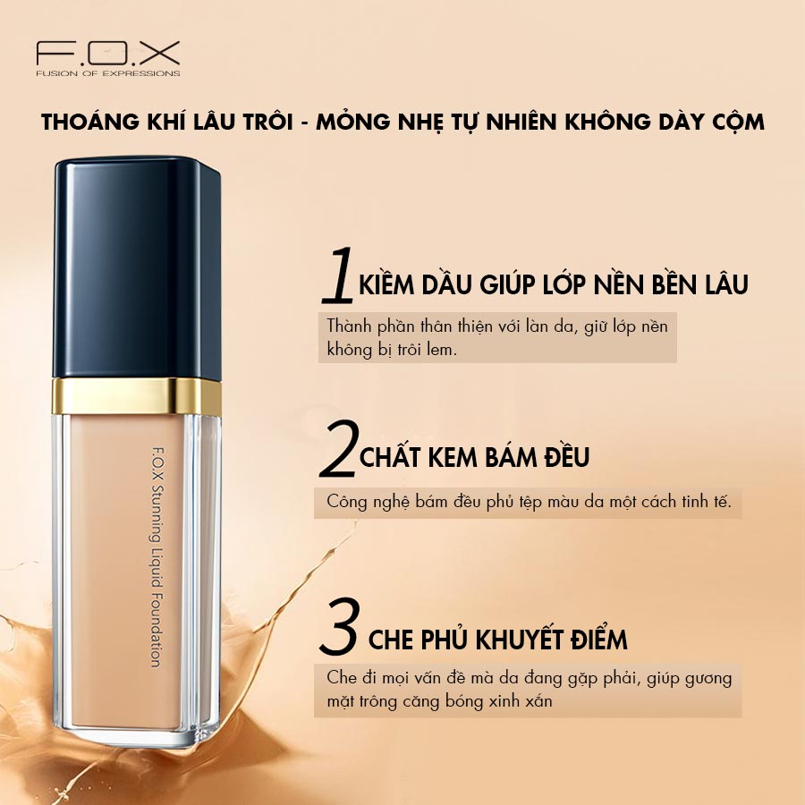 Kem Nền FOX Dưỡng Ẩm Làm Sáng Da  - SPF30★★ Stunning Liquid Foundation 30ml