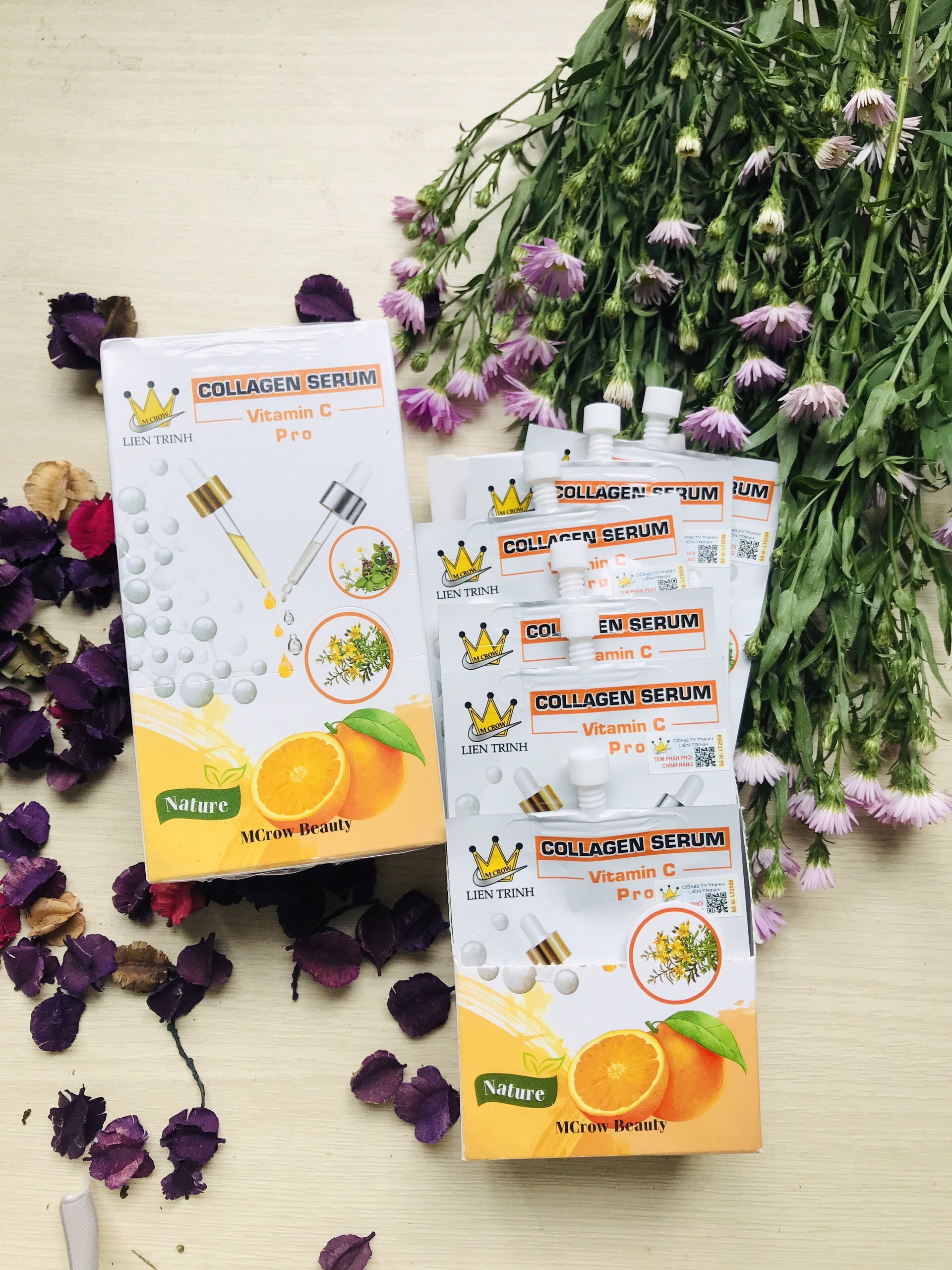 Serum Cấp Ẩm Da, Sáng Da, Chỗng Lão Hóa MCROW Collagen VitC Hộp 6 Gói 48g