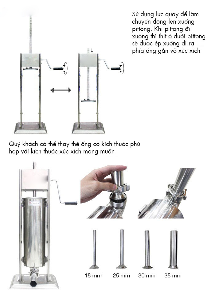 Máy Đùn Xúc Xích Quay Tay 5 Lít