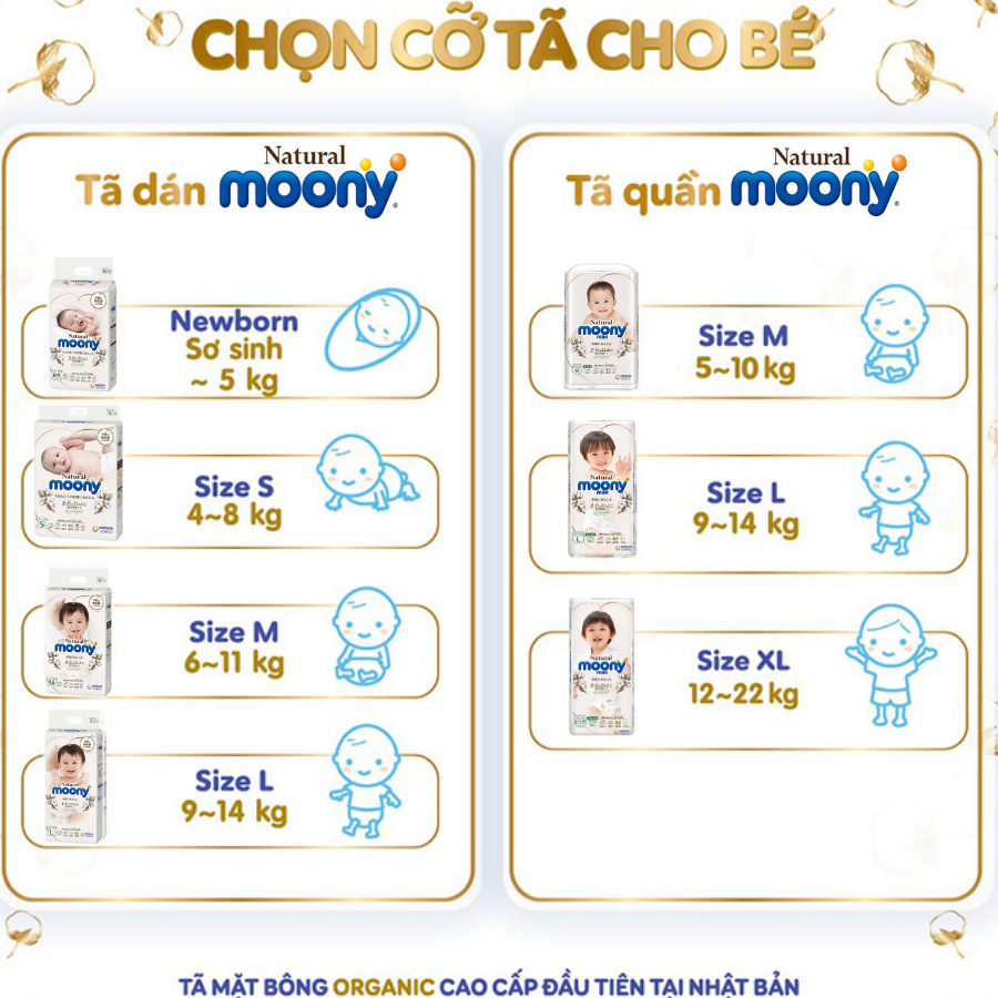 COMBO 2 Bỉm - Tã quần Moony Natural size L-36 miếng