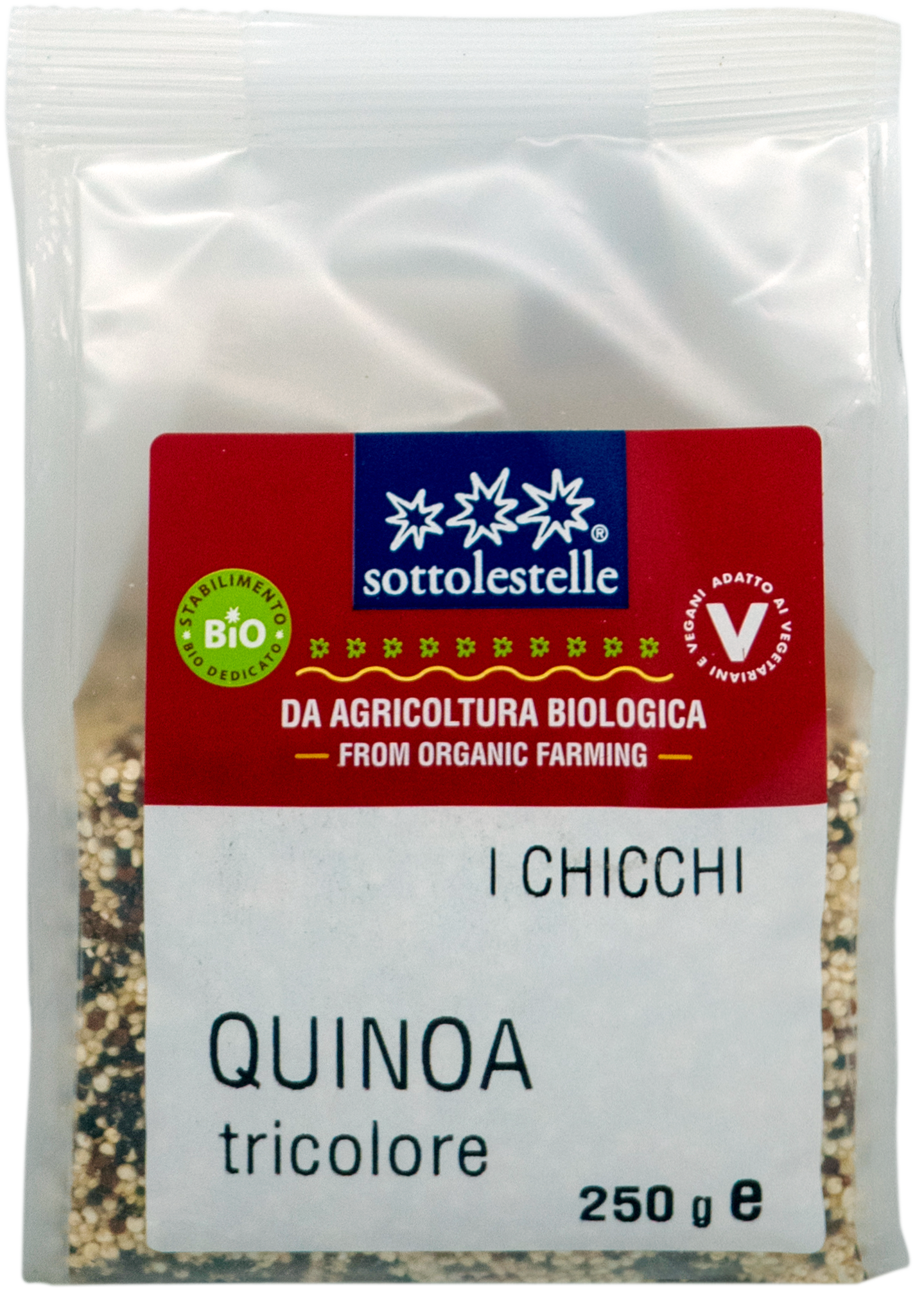 Hạt diêm mạch hỗn hợp ba màu hữu cơ Sottolestelle 250g Organic Quinoa Tricolor