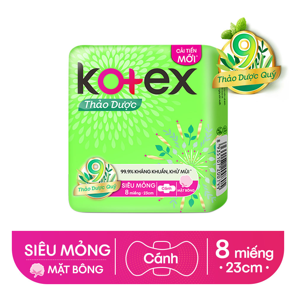 Combo Băng Vệ Sinh Kotex hằng ngày kháng khuẩn 40 miếng + Thảo dược SMC 8 miếng + Mini Meow SMC 8 miếng