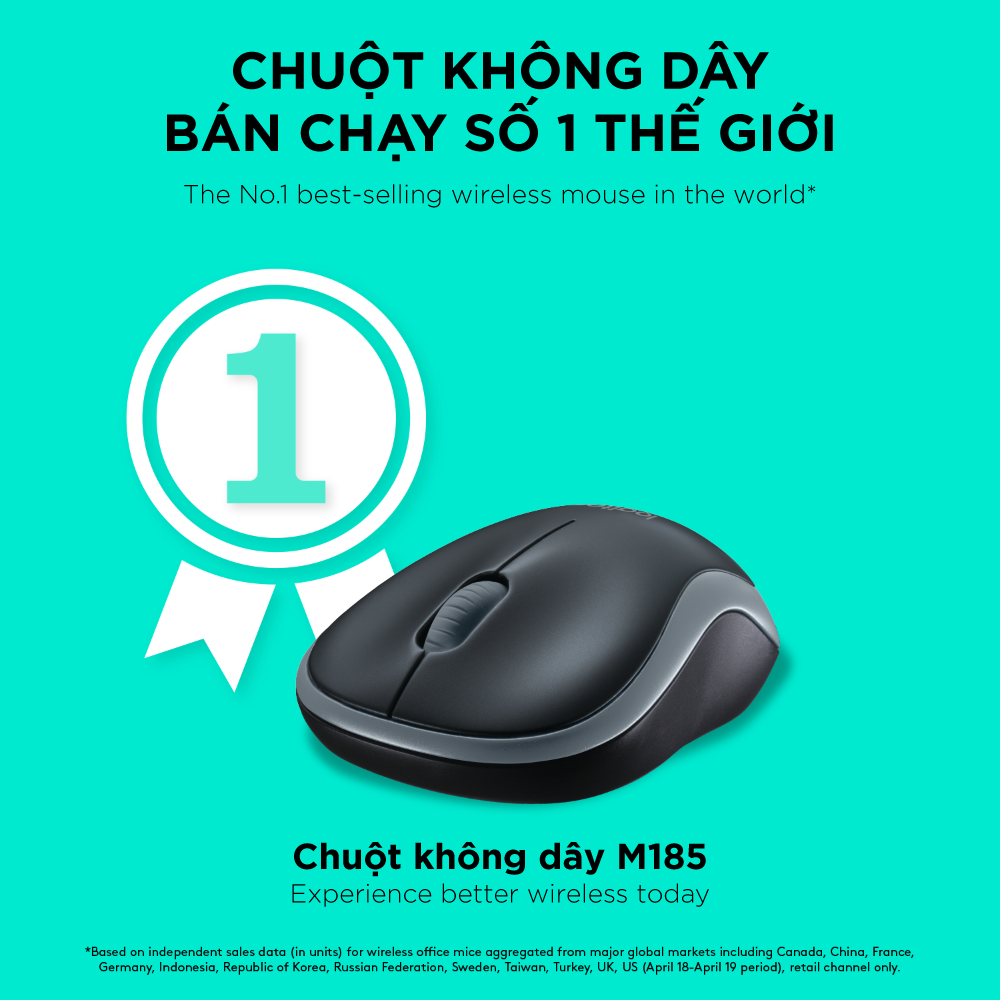 Chuột không dây Logitech M186 - Hàng Chính Hãng