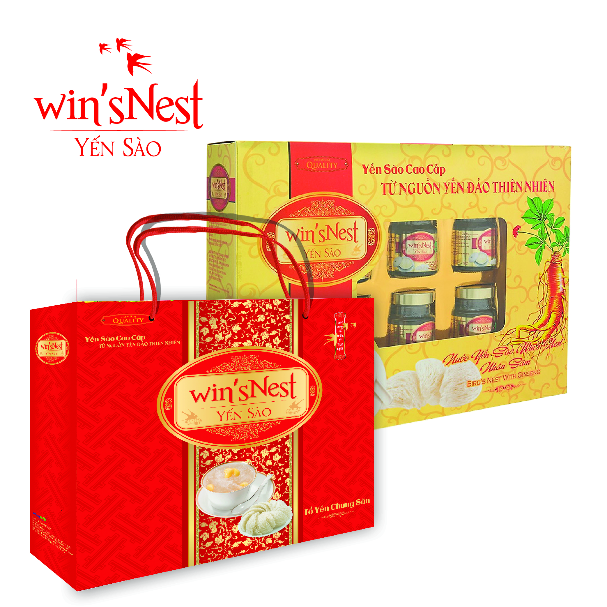 Combo 2 hộp Nước Yến Sào win'sNest Nhân Sâm (6 Lọ x 70 ml / Hộp) phù hợp cho người lớn (kèm túi xách)