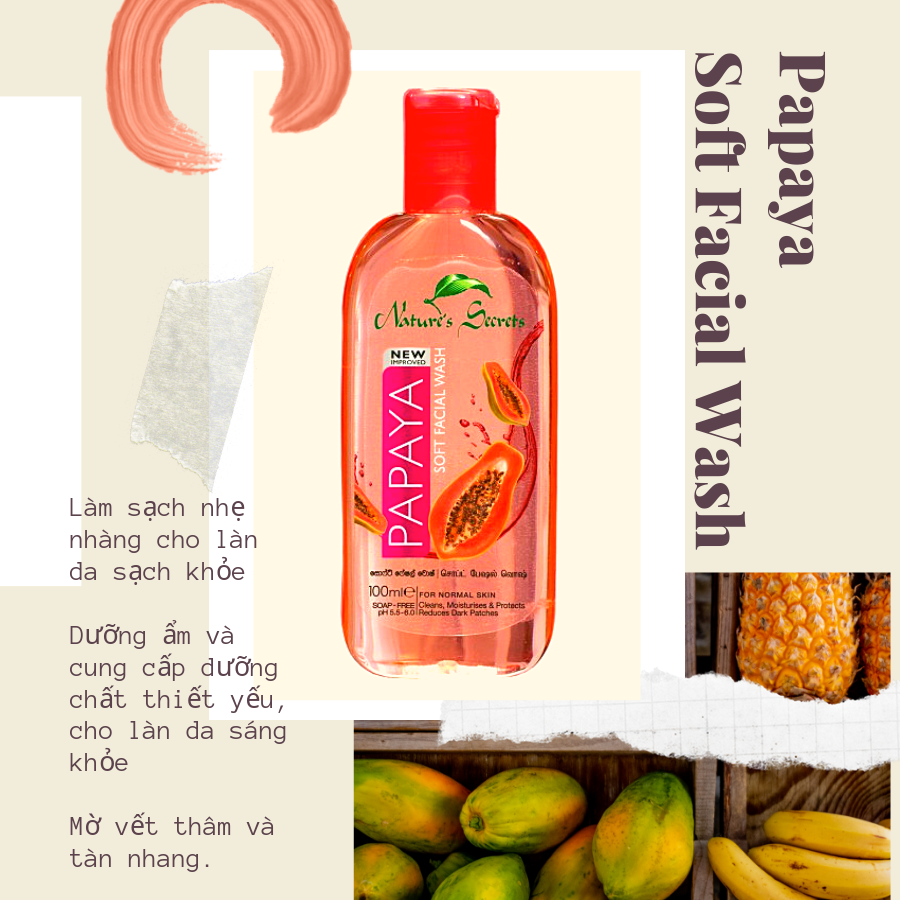 Sữa rửa mặt dưỡng ẩm trắng da Papaya Facial Wash 100ml