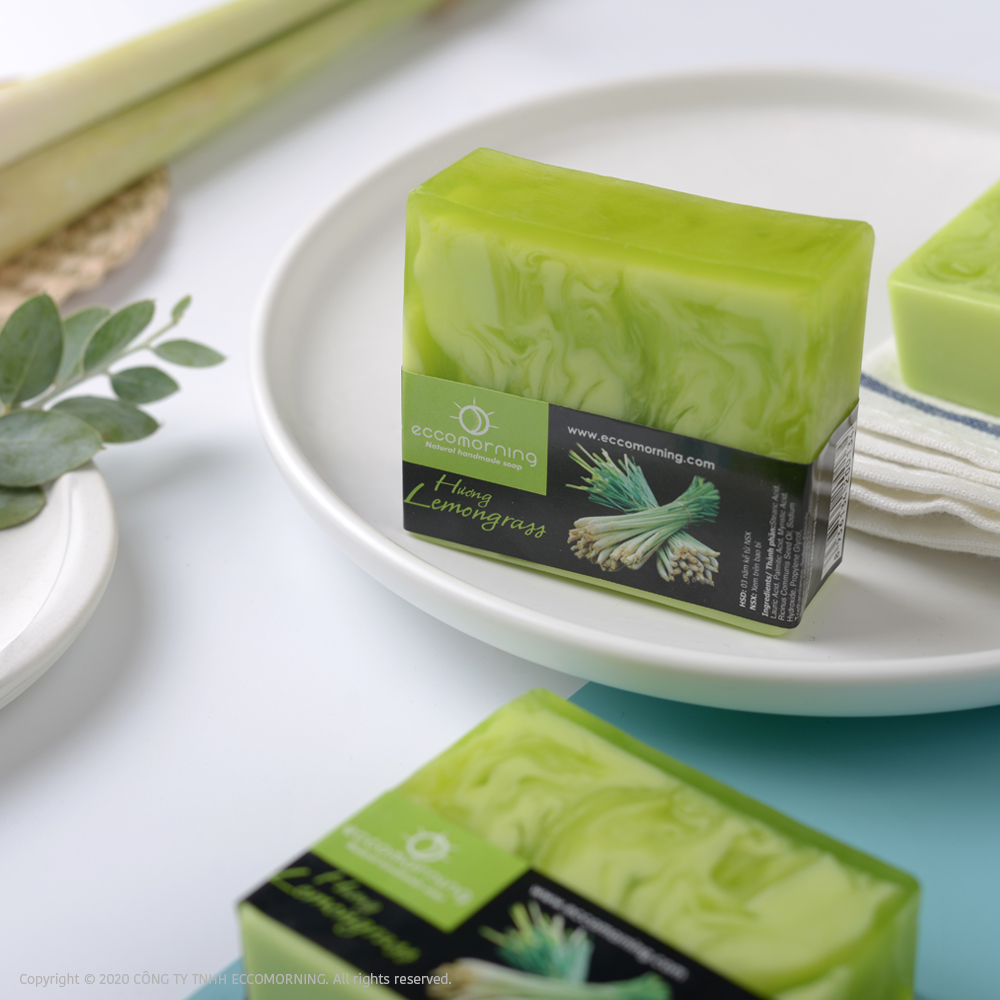 Xà Bông Thiên Nhiên Handmade eccomorning Hình Vuông Hương Sả – Lemongrass Soap