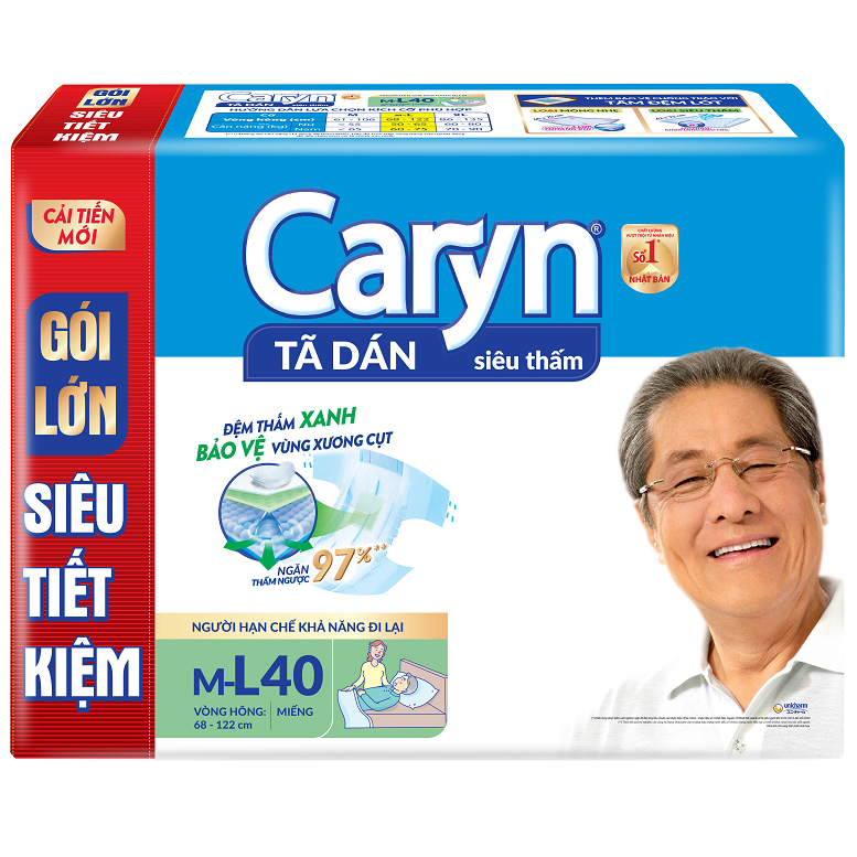 Tã Dán Siêu Thấm Caryn Gói Siêu Tiết Kiệm L40 (40 Miếng)