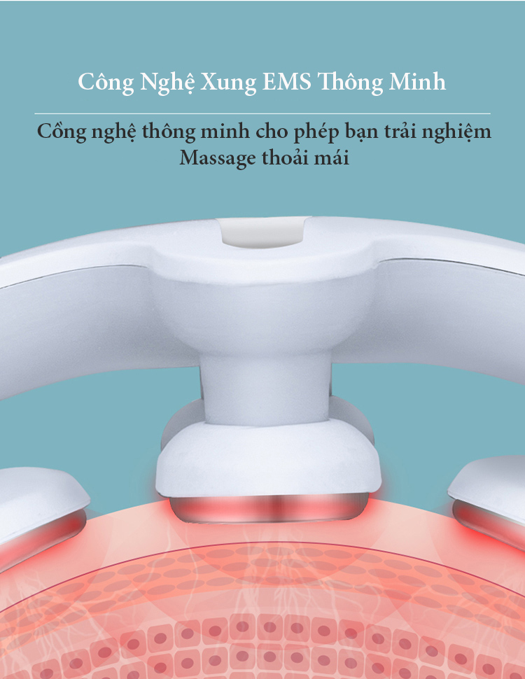 Máy Massge Cổ Thông Minh Sử Dụng 4 Đầu Xung EMS Điện Từ Cao Cấp - Hàng Chính Hãng