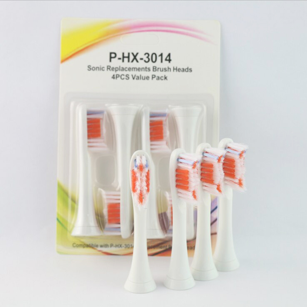 Cho máy Philips Sonicare, Bộ 4 đầu đánh răng điện HX-3014, dòng máy HX3, HX6, HX7, HX8, HX9, R, FlexCare +, FlexCare, HealthyWhite, HydroClean, EasyClean, DiamondClean-Loại bỏ cao răng, cho răng sáng bóng