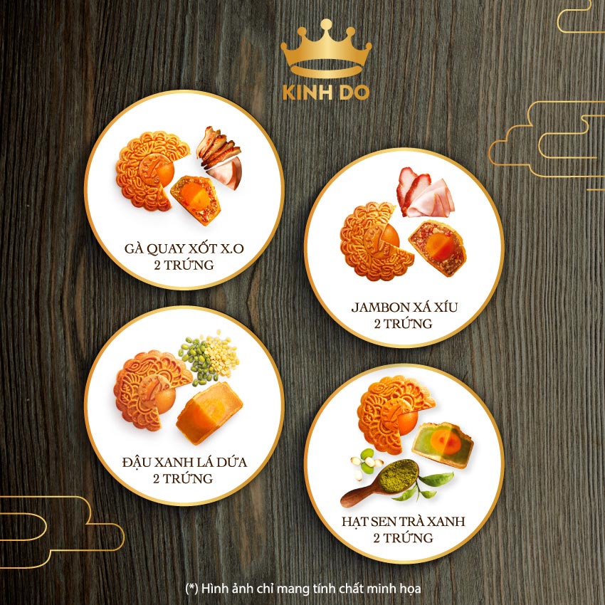 Tặng lồng đèn giấy - Hộp 4 bánh trung thu Kinh Đô &quot;Thưởng Trà Ngắm Trăng&quot; (4 bánh x 210g)