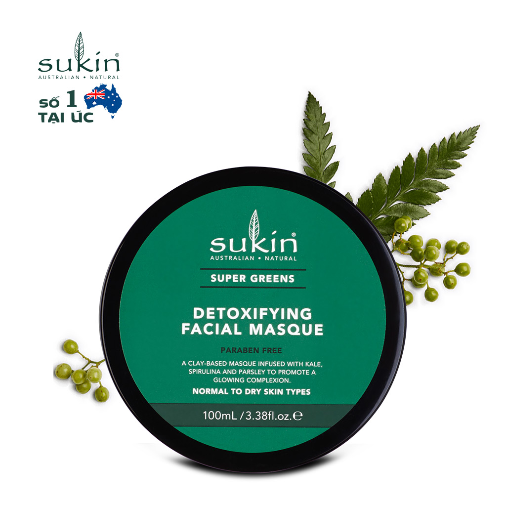 Mặt nạ đất sét thải độc Sukin Super Greens Detoxifying Facial Masque 100ml