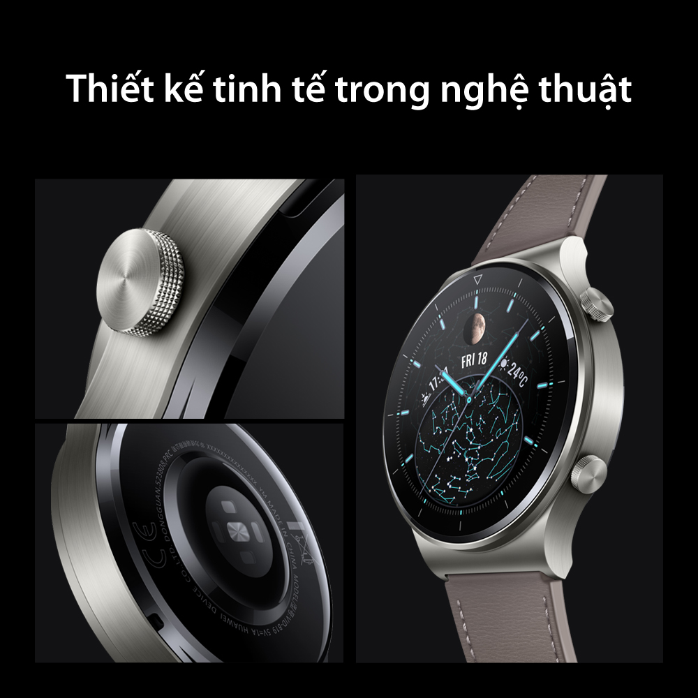 Đồng Hồ Thông Minh HUAWEI WATCH GT 2 Pro | Pin Liên Tục 2 Tuần | Sạc Không Dây | HUAWEI Share Onehop | Hơn 100 Chế Độ Tập Luyện | Hơn 200 Mặt Đồng Hồ Khác Nhau | Mặt Đồng Hồ Sapphire | Hàng Chính Hãng - Xám