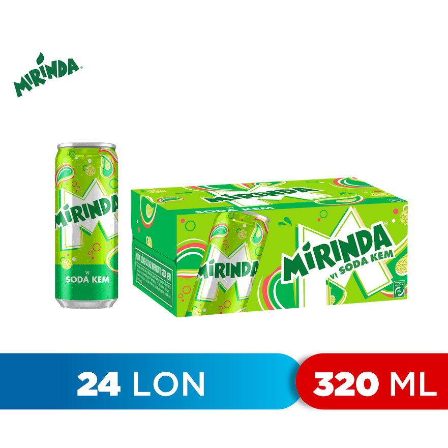 Thùng 24 Lon Nước Ngọt Có Gaz Mirinda Soda Kem (320ml/lon)