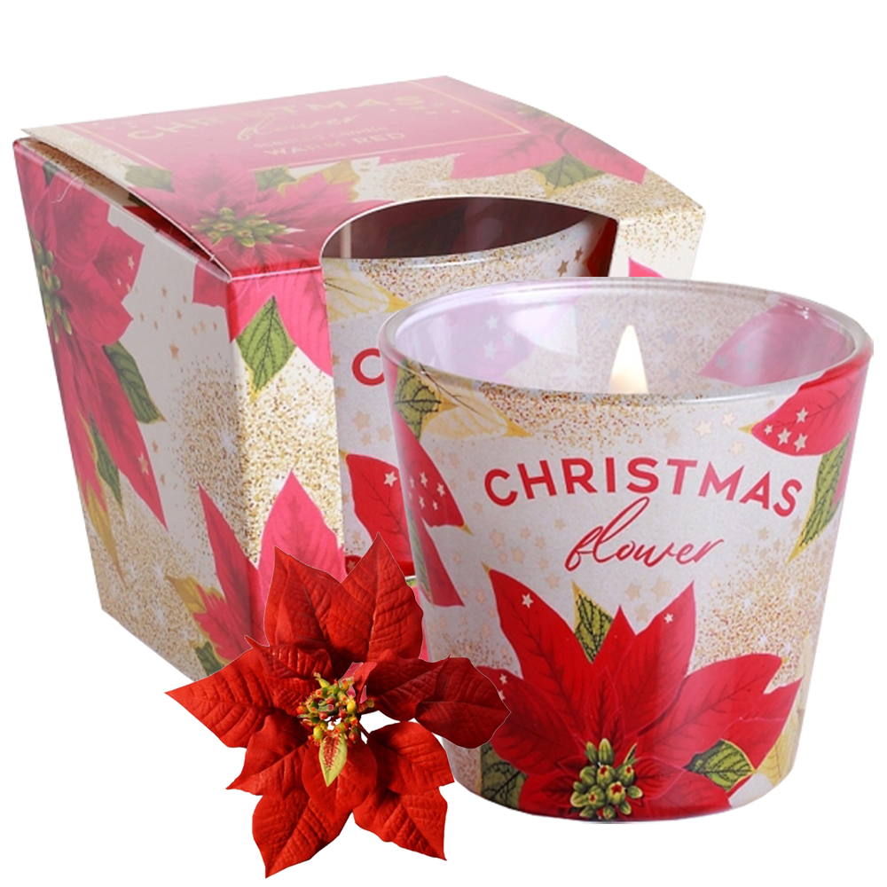 Ly nến thơm tinh dầu Bartek Christmas Flower 115g QT7225 - hoa trạng nguyên (giao mẫu ngẫu nhiên)