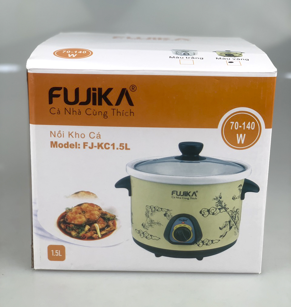 Nồi Kho Cá Thịt,Nấu Chậm,Nấu Cháo ,Chưng Yến 1.5L Fujika KC15 Màu Vàng-Hàng chính hãng