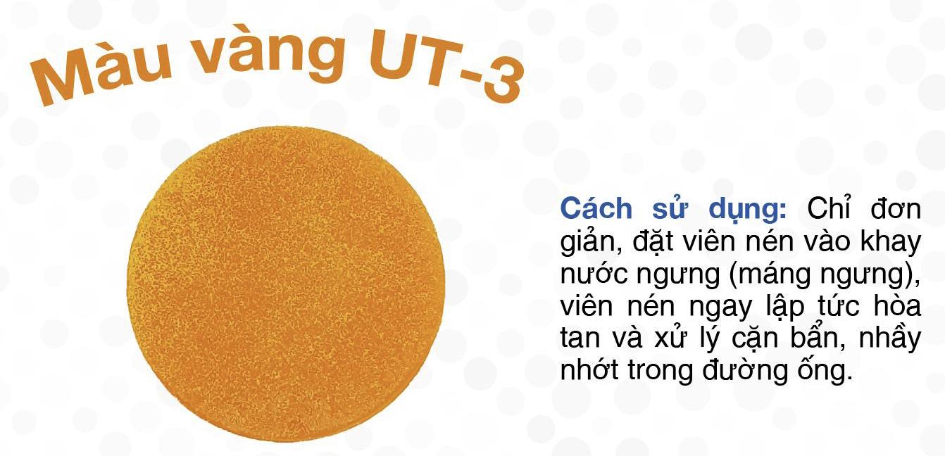 Viên Nén Bảo Dưỡng Đường Ngưng Máy Lạnh Pan Gel UT3 Màu Vàng - Sử Dụng Cho Hệ Thống Điều Hoà 5 Tấn