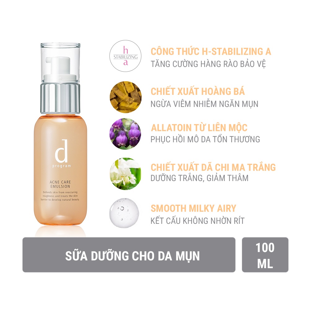 Sữa dưỡng cho da mụn d program Acne Care Emulsion 100ml_13843