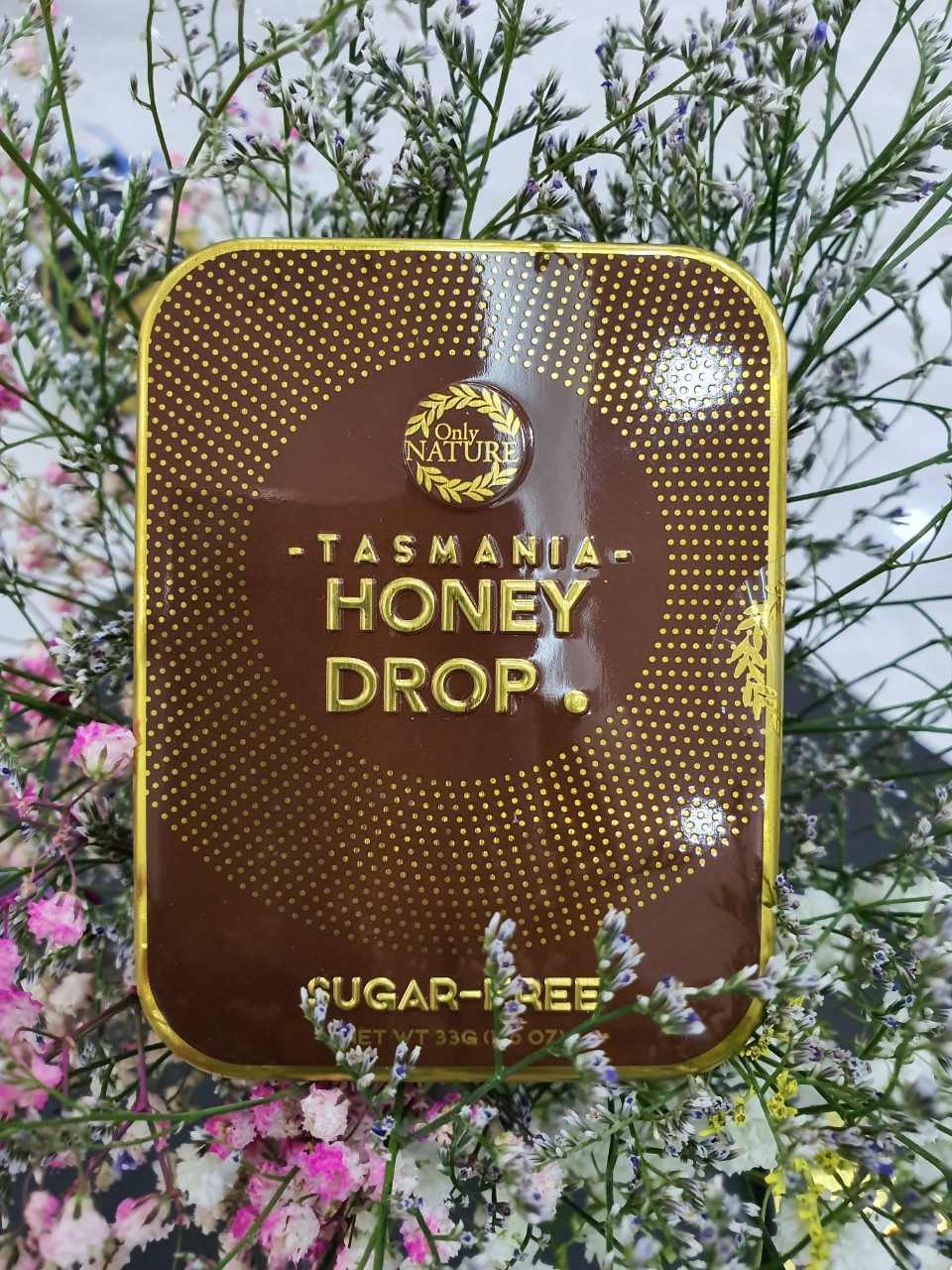 Kẹo Sả Nhân Mật Ong Queenfood Honey Drop Leatherwood Không Đường 33gr Hộp 10 viên