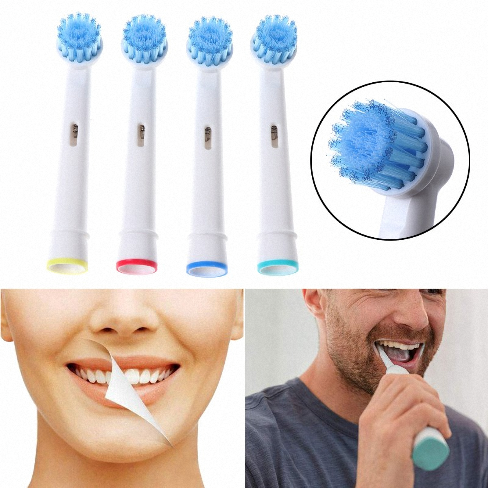 Bộ 4 đầu bàn chải đánh răng điện - cho máy Braun Oral B, EB-17S – Cho Răng bị vôi hóa – Tác động kép - Xuất xứ: Đức