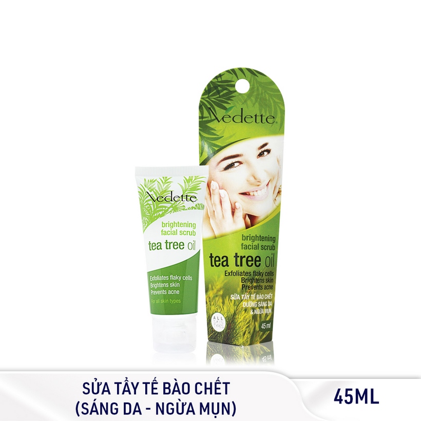 Sữa Tẩy Tế Bào Chết Dưỡng Sáng Da & Ngừa Mụn Tràm Trà Vedette 45ml