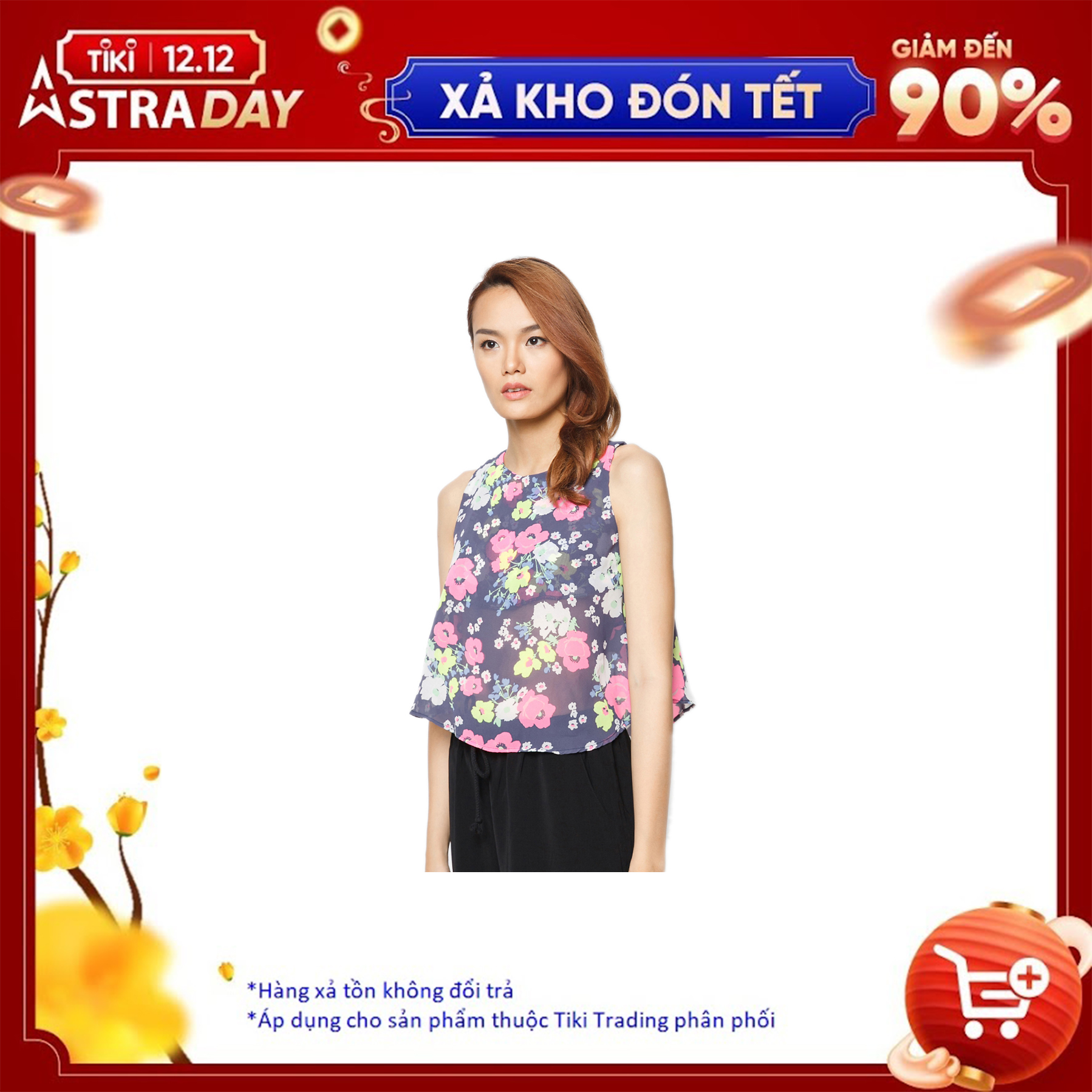 Áo Kiểu Không Tay Xòe Hoa Labelle S30 - Xanh Size