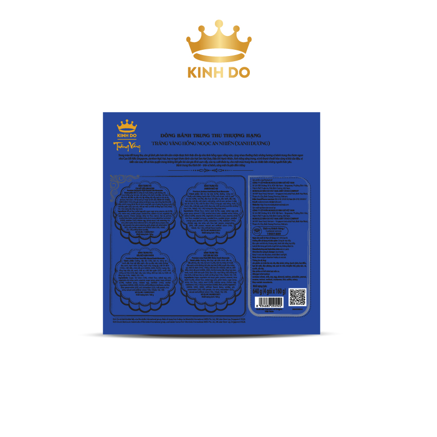 Tặng lồng đèn giấy - Hộp bánh trung thu Kinh Đô cao cấp - Trăng Vàng Hồng Ngọc An Nhiên (4 bánh x 160g)