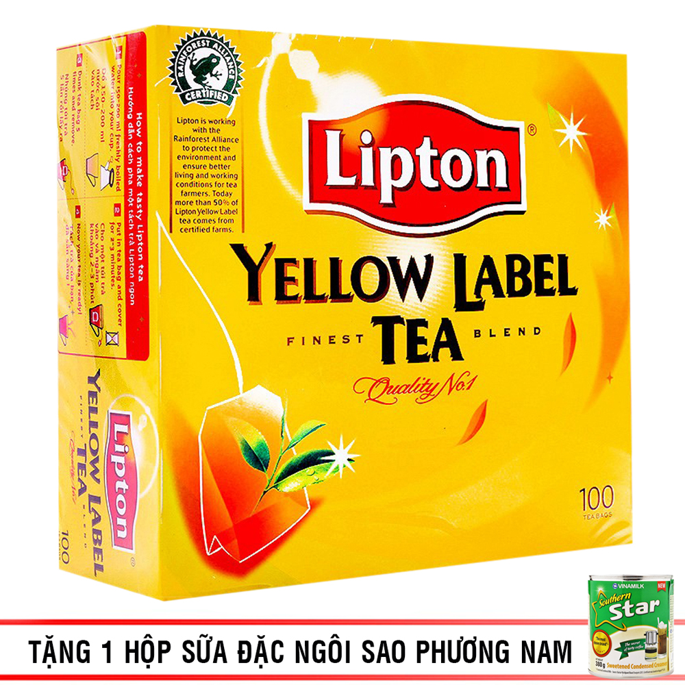 Combo 4 Trà Đen Nhãn Vàng Lipton Túi Lọc 2g x 100 Gói