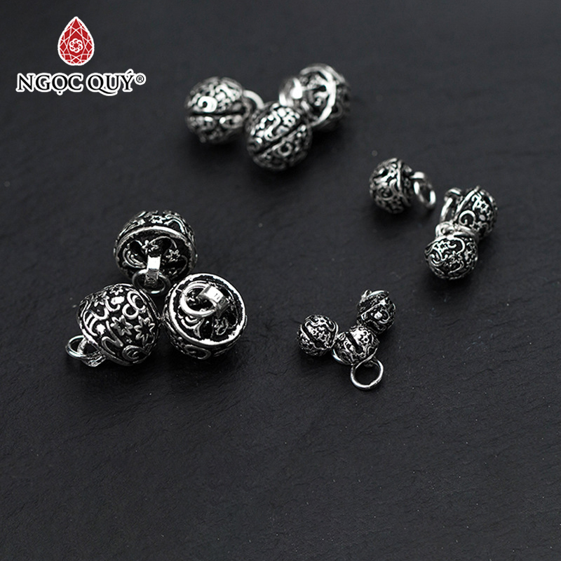Combo 2 cái charm bạc hình chuông tròn mặt treo - Ngọc Quý Gemstones