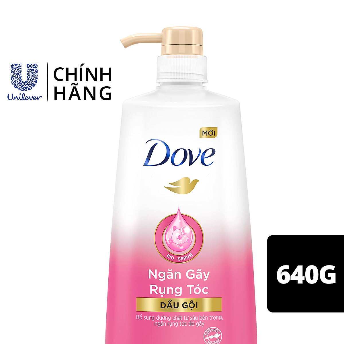 Dầu Gội 640g Dove Ngăn Gãy Rụng Tóc Tinh chất thiên nhiên Bioserum cho tóc chắc khỏe x5