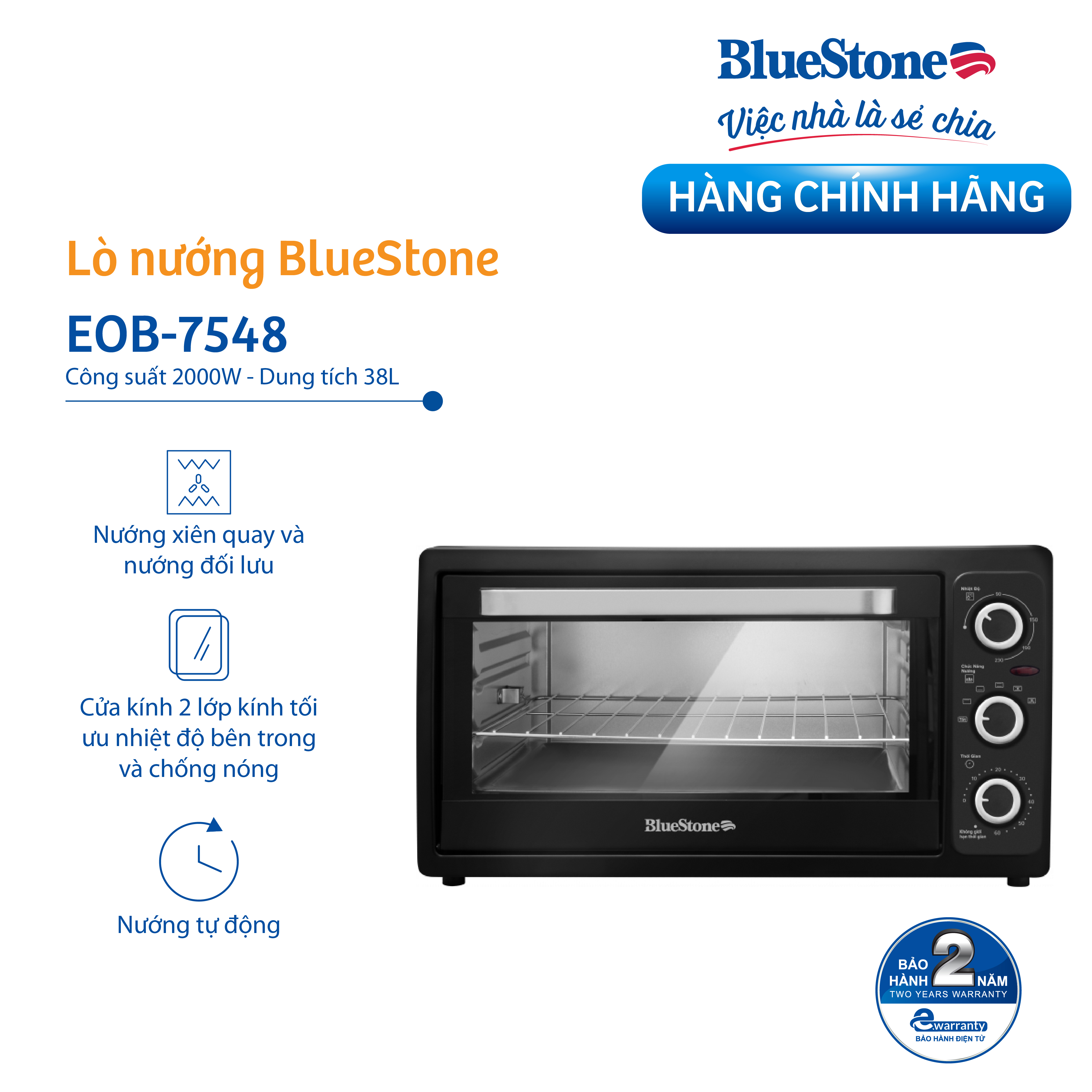 Lò Nướng Bluestone EOB-7548 (38 Lít) - Hàng chính hãng