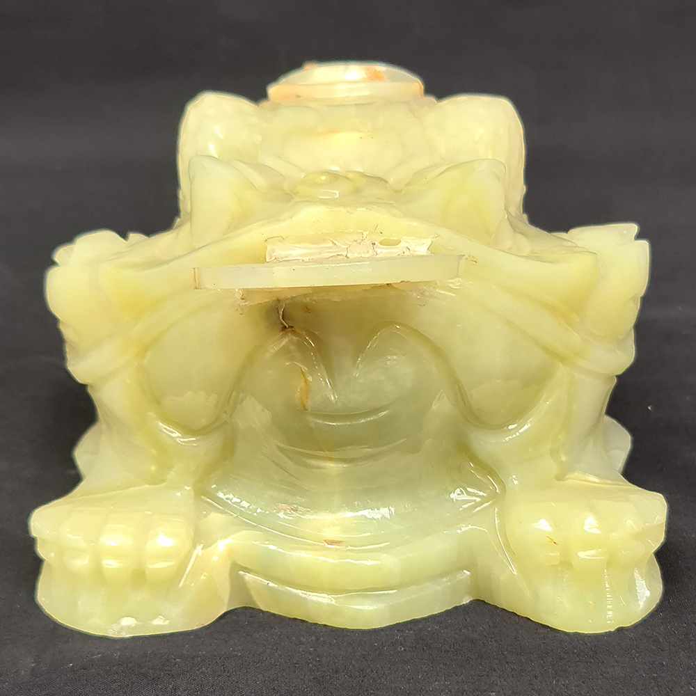 Thiềm Thừ - Cóc Ba Chân Ngậm Tiền Đá Ngọc Xanh Onyx - 14 Cm - Mx - Hợp Mệnh Hoả, Mộc