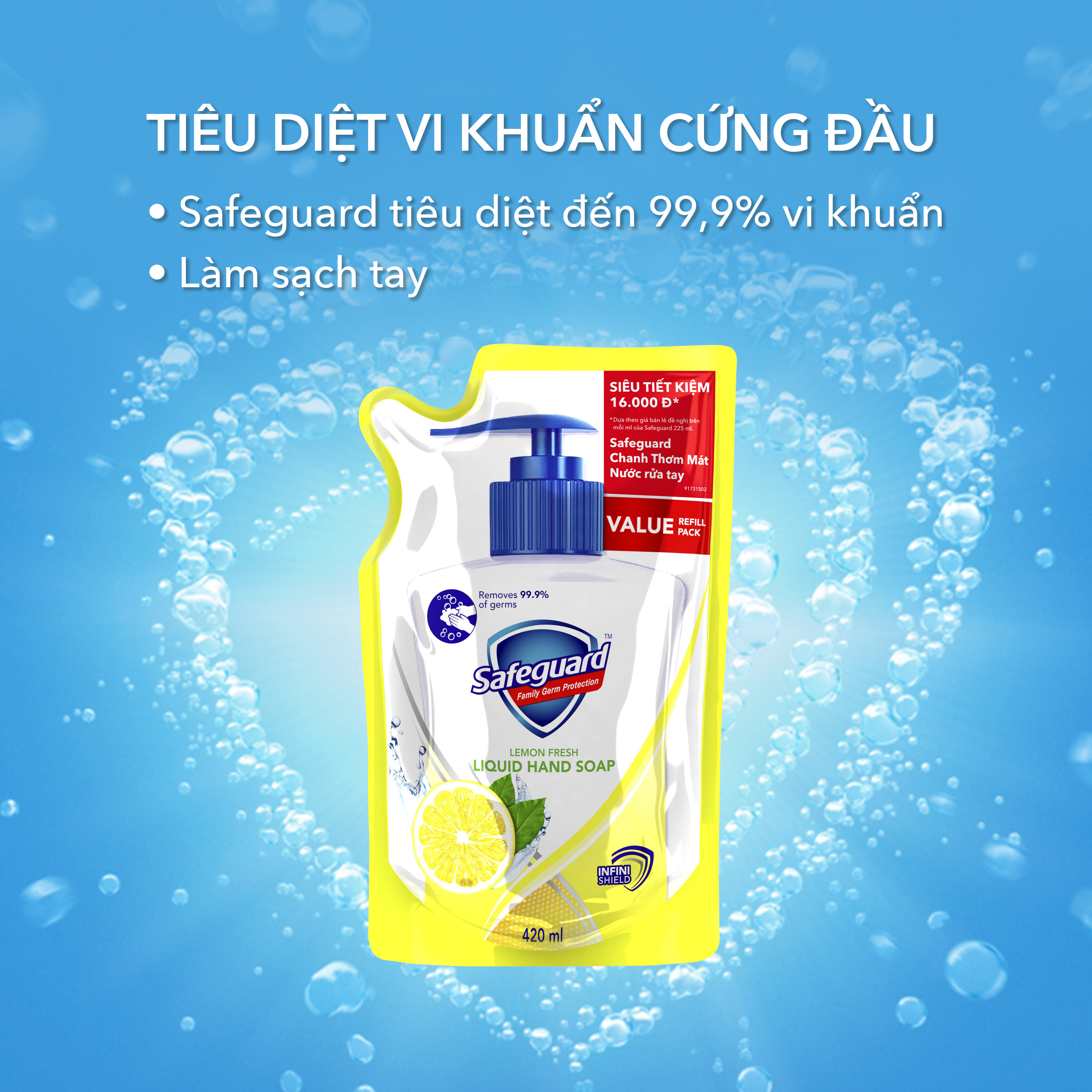 Nước Rửa Tay Safeguard Hương Chanh (450ml)