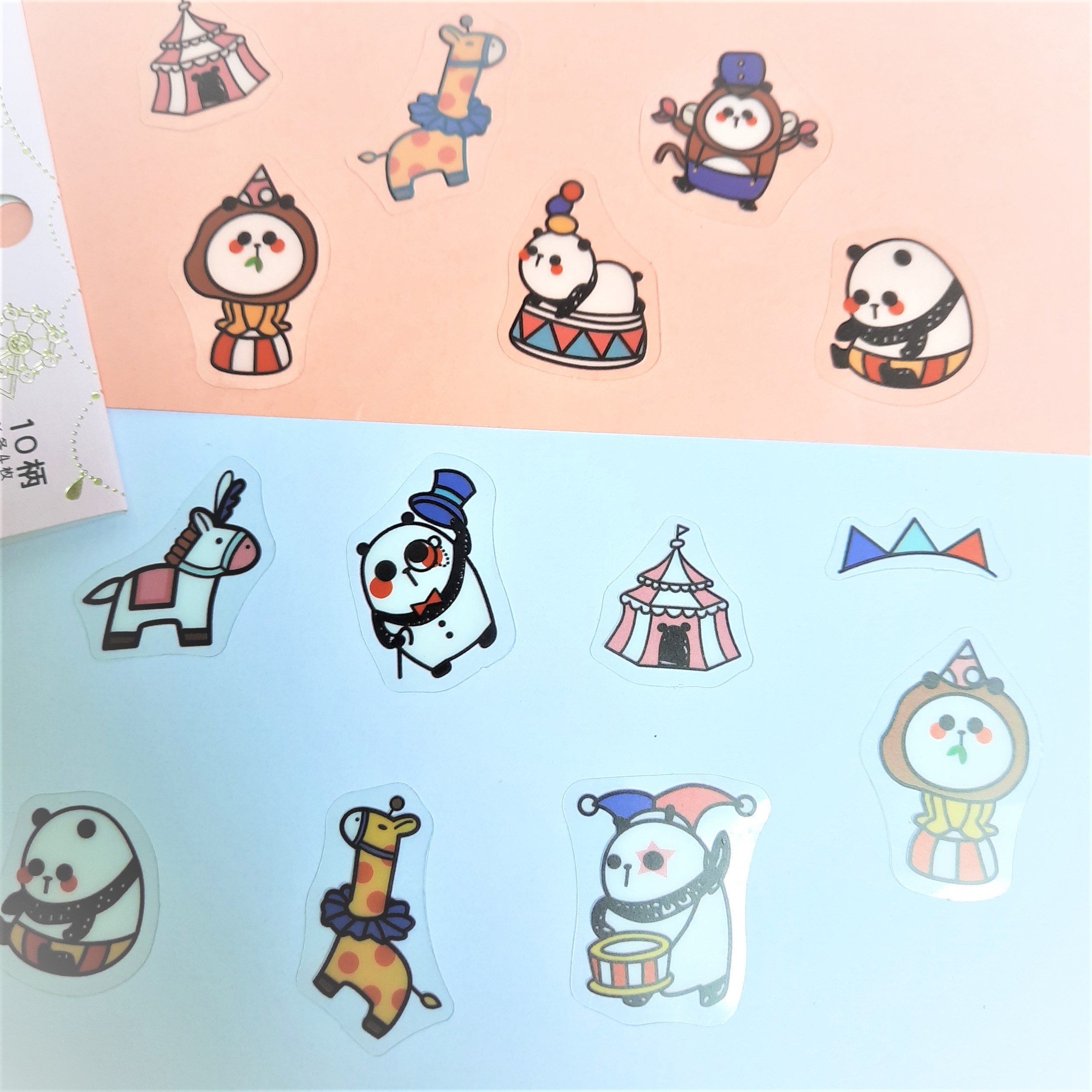 Combo 2 Bộ 32, 40 Sticker Hình Dán Mini Mèo Dễ Thương Và Gấu Trúc Làm Xiếc