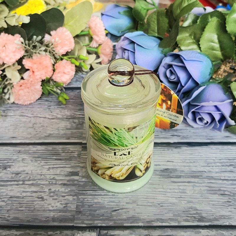 Nến thơm lọ thủy tinh sả chanh không khói Ecolife - Aroma Candles Lemongrass Jar