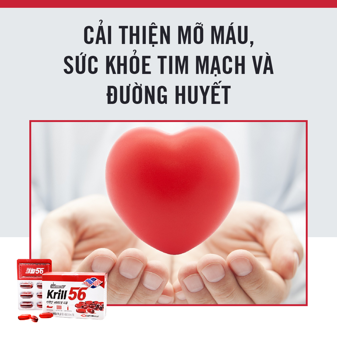 Dầu nhuyễn thể KRILL 56 cao cấp - Red Omega 3 công nghệ mới - liệu trình 5 tháng/ 5 hộp