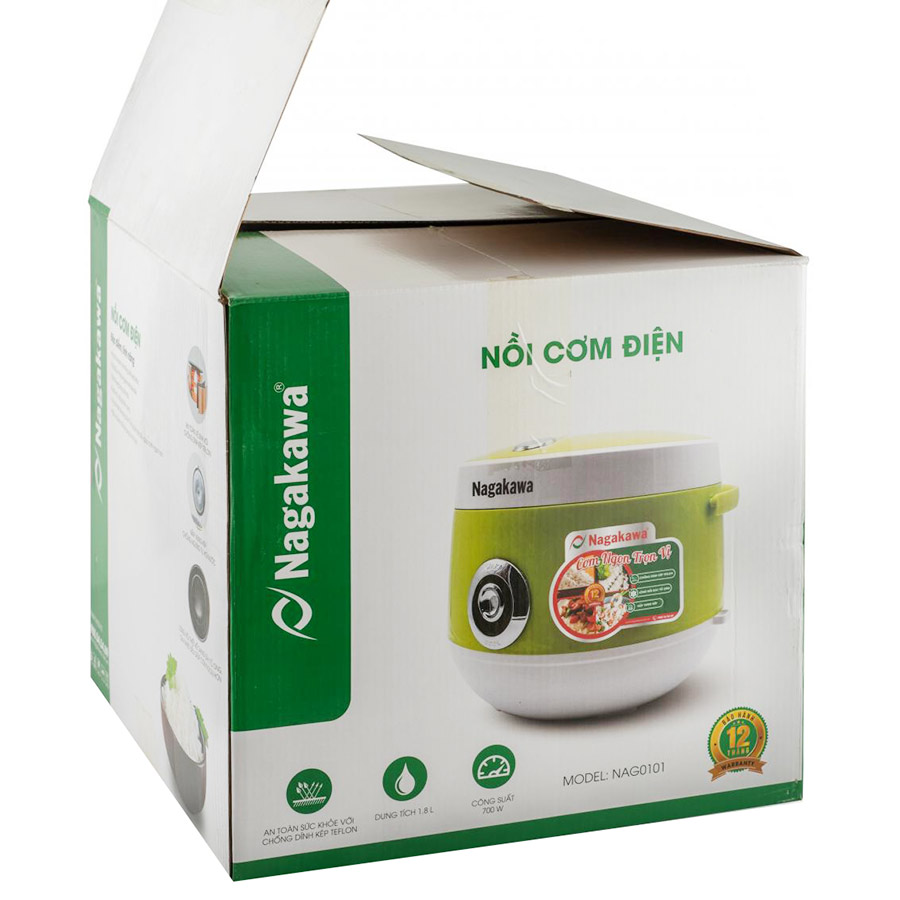 Nồi cơm điện Nagakawa NAG0101 (1.8 Lít) - Màu Đỏ - Hàng chính hãng