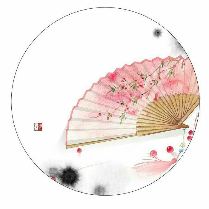Quạt cổ trang hoa đào nền trắng hồng quạt trúc xếp cầm tay phong cách Trung Quốc in hoa trang trí