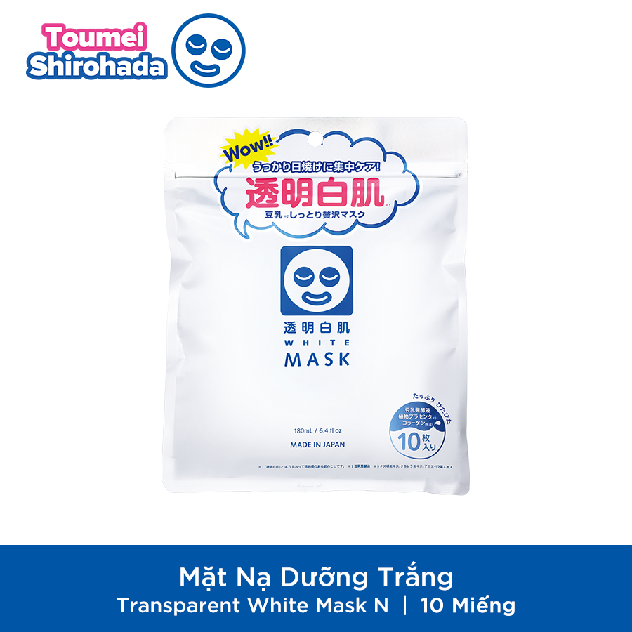 Mặt Nạ Dưỡng Trắng Transparent White Mask N (180 mL/10 miếng)